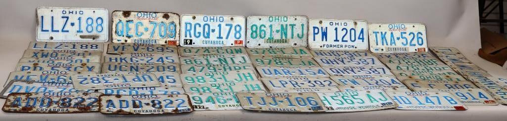 Large Group of 1980's & 90's Ohio Embossed License Plates: 12" x 6" each