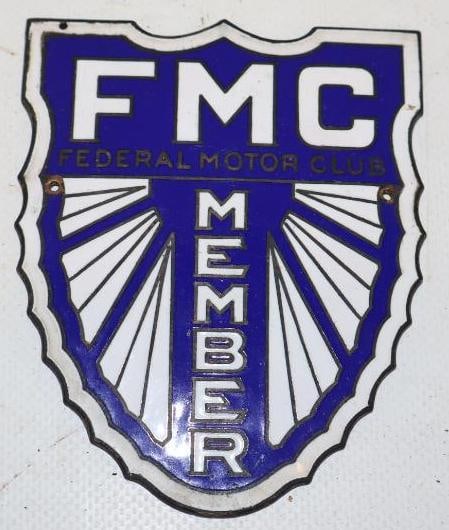 Cloisonne Federal Motorclub Radiator Badge: 3.25" x 4"