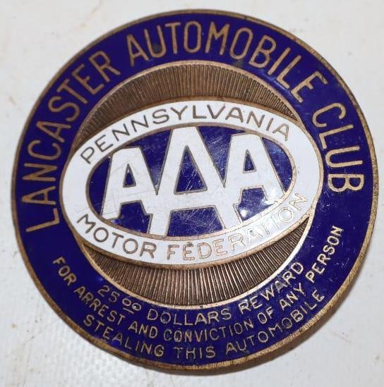 Cloisonne Lancaster AAA Automobile Club Radiator Badge: 3" x 3"