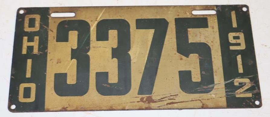 1912 Ohio 4 Digit License Plate: 12" x 5.5"
