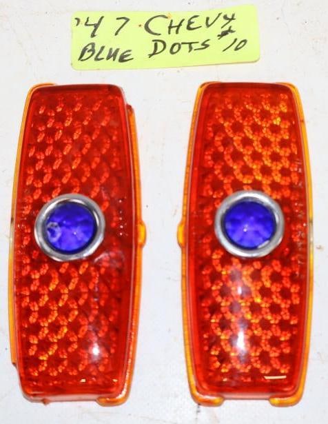Pair of 1947 Chevrolet Glass Brake Tail Light Lens with Blue Jewels (1 of 2)