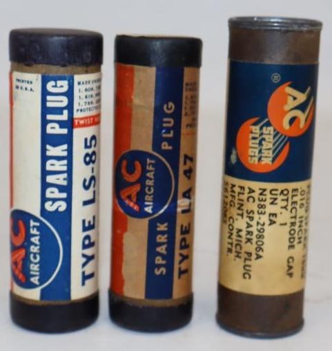 Group of 3 AC Aircraft Sparkplugs in Original Tubes (1 of 3)