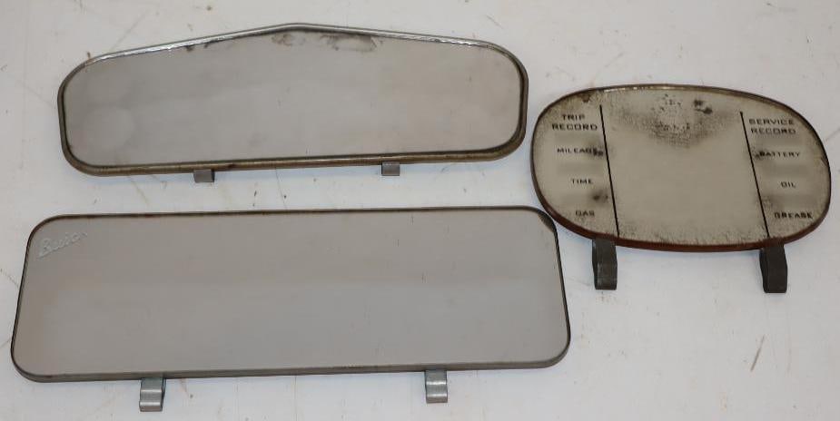 Group of 3 Buick & Oil Change Reminder Visor Clip On Mirrors: Largest is 10" x 3.5"