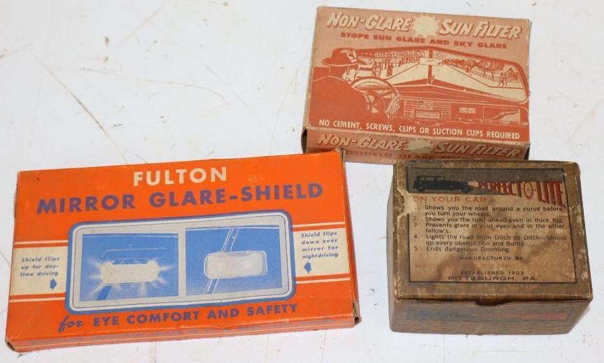 Group of 3 Perfect-o-Lite and Fulton Non-Glare Filter Shields in Original Boxes: Largest is 6.25" x 3.5"