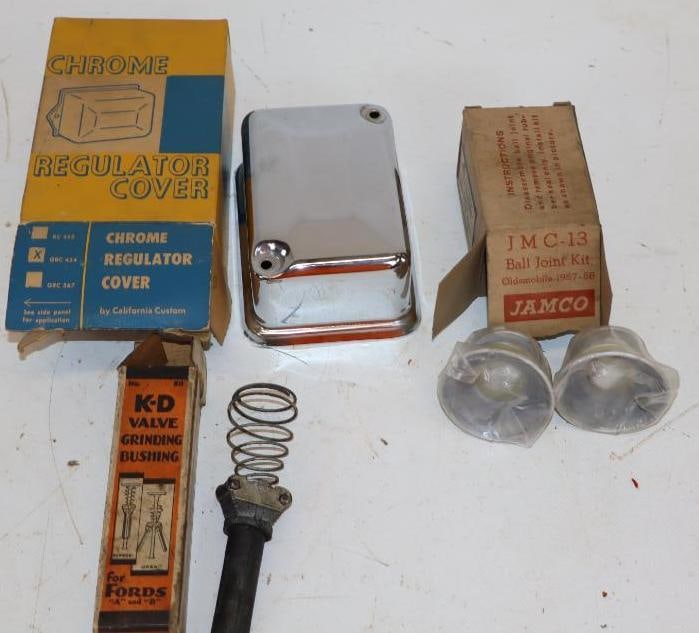 Group of 3 Jamco Ball Joint Kit, K-D Valve Grinding Bushing & Chrome Regulator Cover in Original (1 of 5)