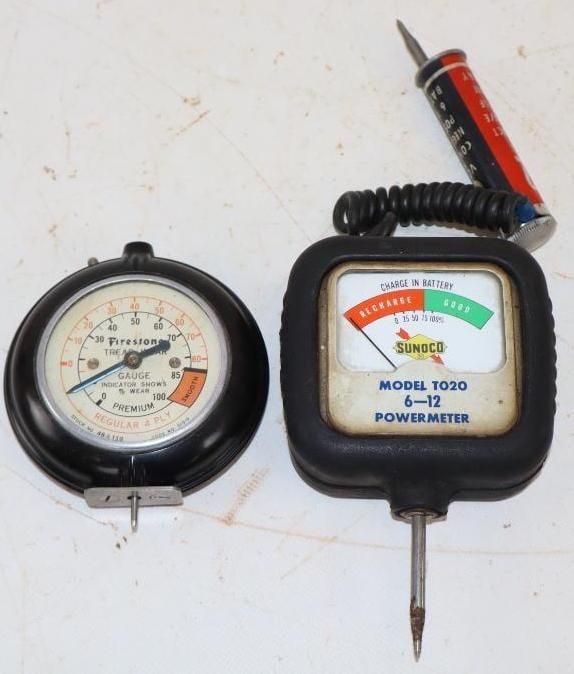 Group of 2 Firestone & Sunoco Battery & Treadwear Tester Gauges (1 of 4)