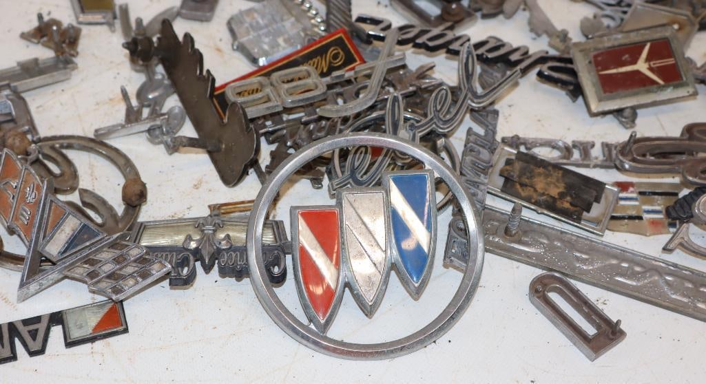 Group of 141 Car Manufacturer Emblems and Hood Ornaments: Largest is 8" x 1.5"