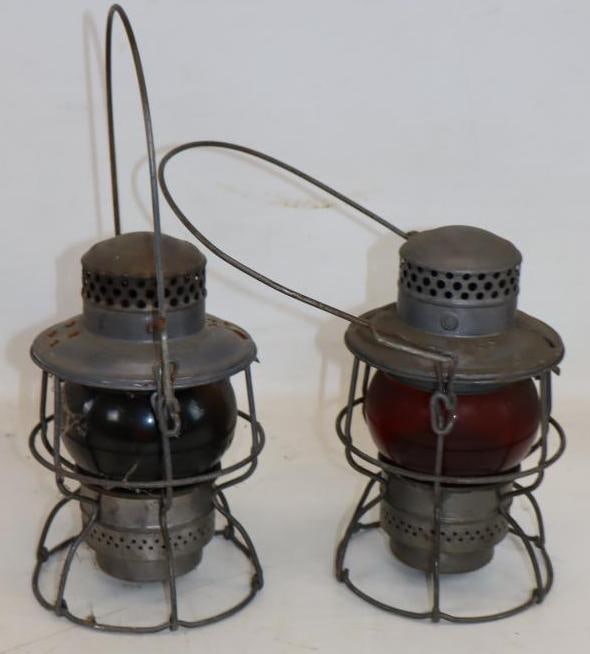Group of 2 NYCS Railroad Lanterns: 7.5" x 5" x 10" each