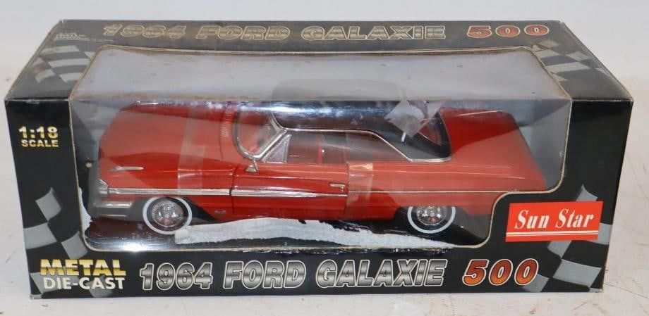 1964 Ford Galaxy 500 1/18th Scale Diecast Metal Car in Original Box: 14" x 6.5" x 5"