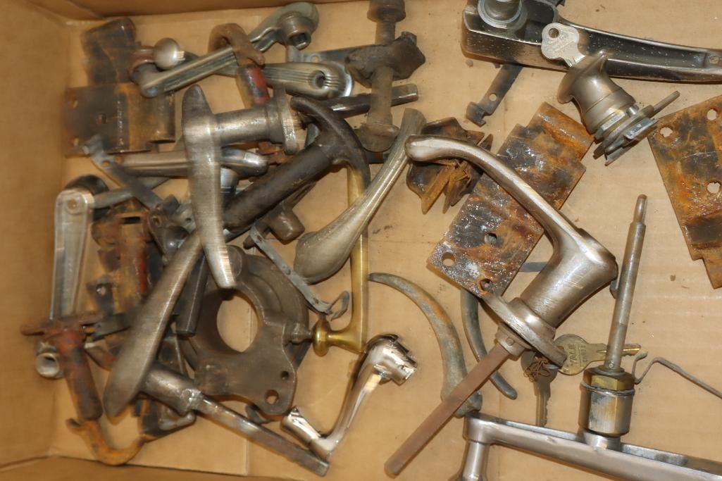 Group of 38 Automobile Handles and Hinges: Largest is 5.75x7x1