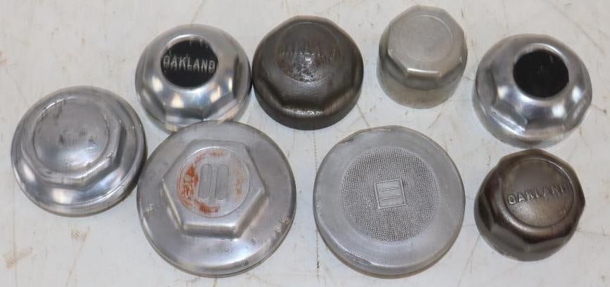 Group of 8 Oakland, Chevrolet, and Studebaker Threaded Automobile Hubcaps (1 of 4)