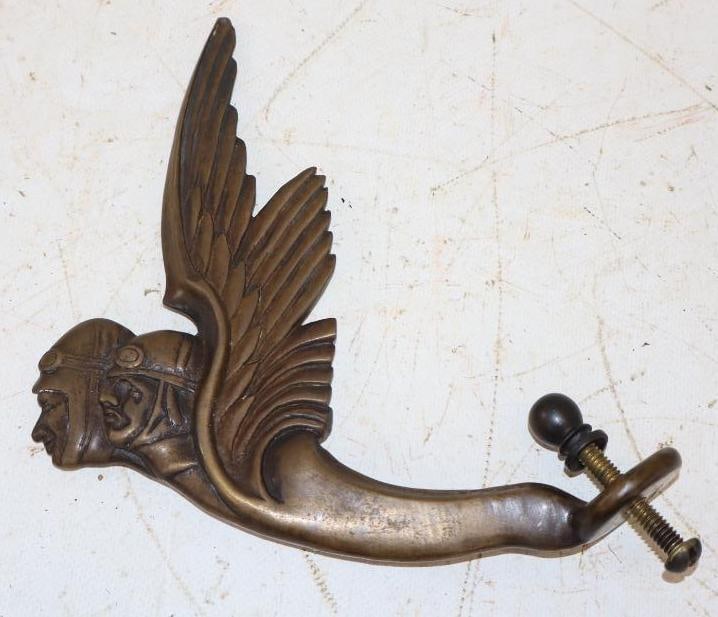 Bronze Winged Pilot Brass Accessory Radiator Mascot Hood Ornament (1 of 2)