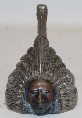 1926 Pontiac Indian Chief Radiator Hood Ornament Mascot: 2.75" x 3.25" x 3.5"