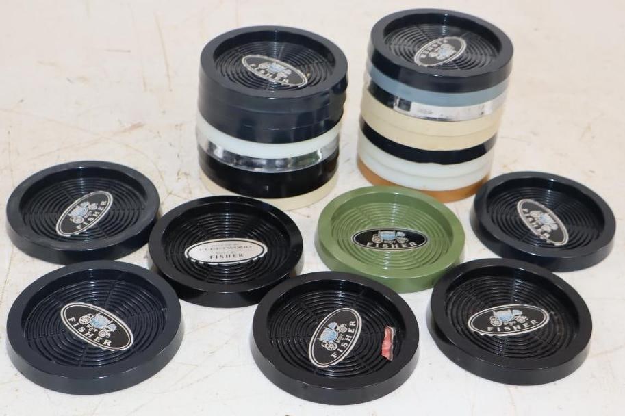 Group of 24 Body By Fisher Plastic Coasters: 3.75x3.75x.5 Each