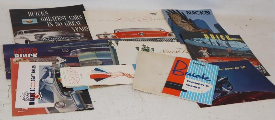 Group of 13 1940s-1980s Buick Dealership Brochure, Pamphlets and Owners Manuals: Largest is 14x11.5