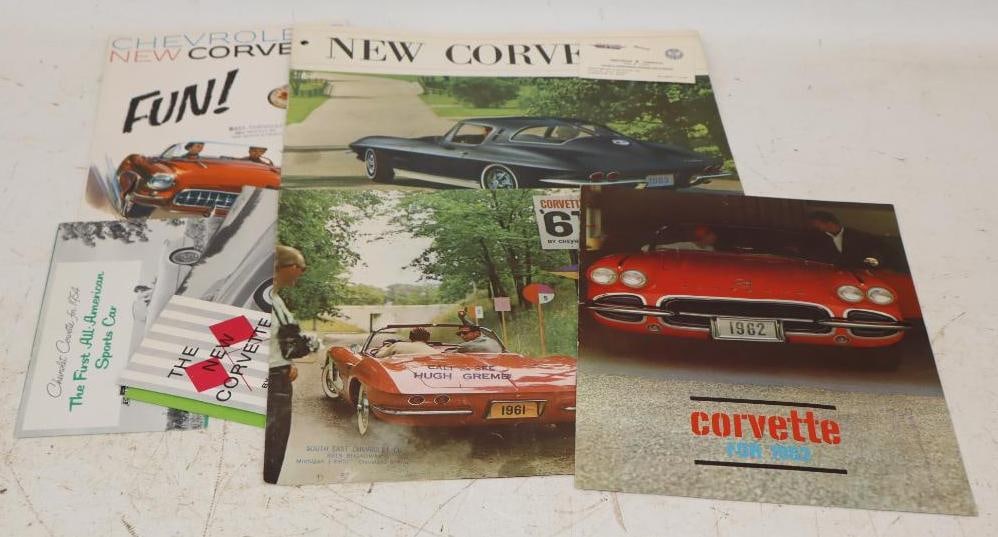 Group of 8 1950s & 1960s Chevy Corvette Dealership Brochure and Pamphlets: 12.5x9.25 Is the Largest