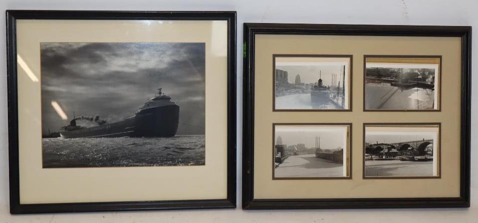Group of 2 Framed Ship Pictures From Lake Eire Cleveland Ohio (1 of 4)