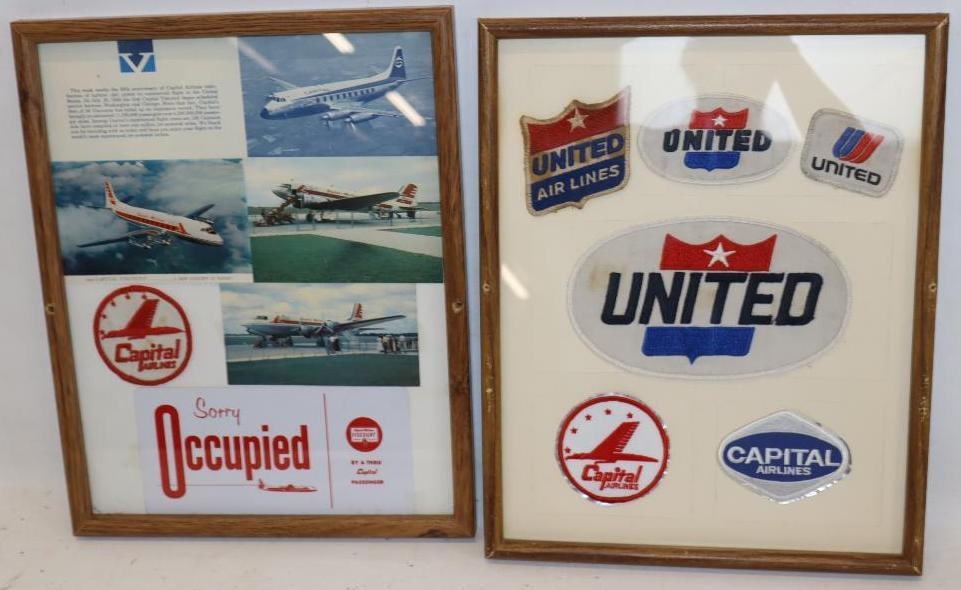 Group of 2 Capital and United Airline Company Framed Company Patches (1 of 6)