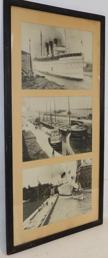 1920s Group of 3 Steam Ship Framed Photos: 19.5x35.5