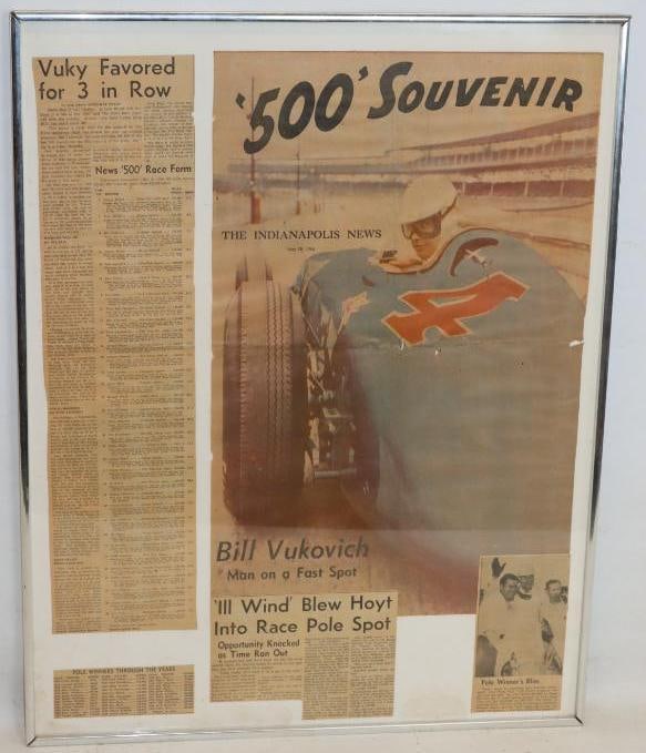 1955 Indianapolis 500 Framed Newspaper Articles (1 of 5)