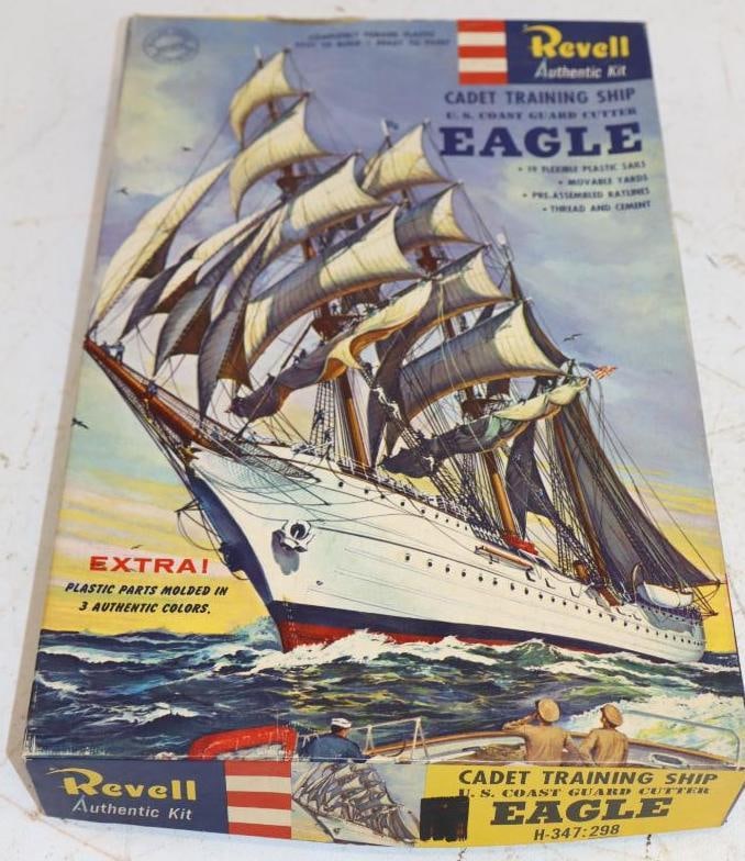 1957 Revell Eagle US Cost Guard Cutter Tall Ship Model In Original Box (1 of 3)