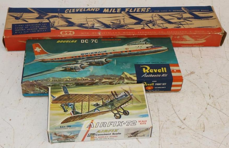 Group of 3 Douglas DC-7C Airfex-72 & Cleveland Miles Flyers Model Airplanes in Original Boxes (1 of 4)