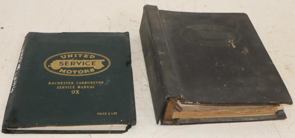 Group of 2 United Service Motors Parts Catalogs: Largest is 12x9.5x3