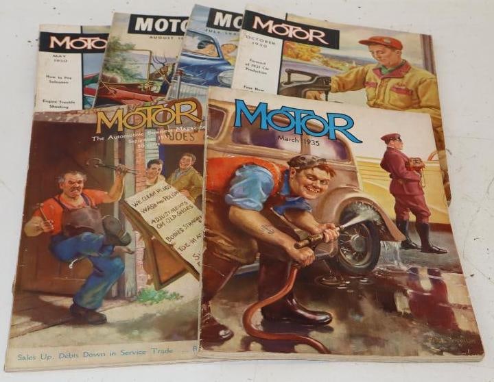 Group of 6 1930-1950s Motor Magazines: 8.5x11.5 Each Some Bindings are loose