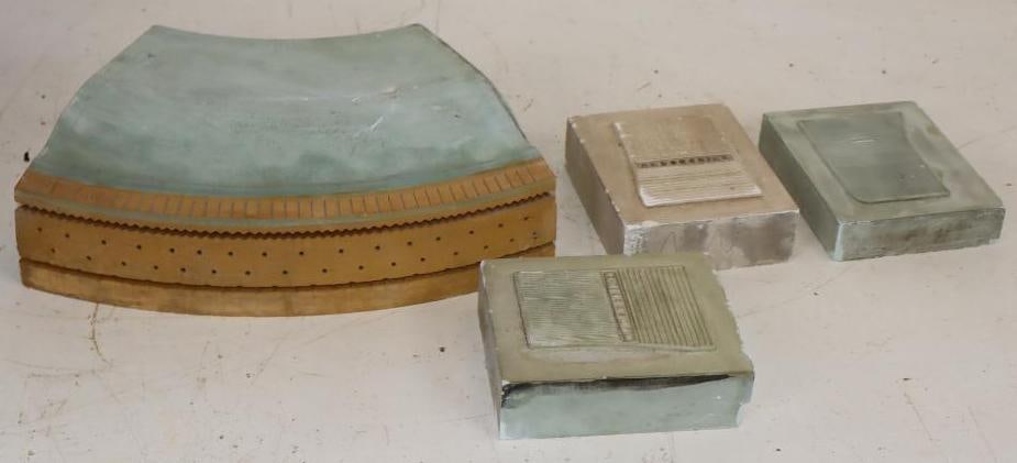 Group of 4 Tire and Brake Pedal Manufacturer Molds: Largest is 13" x 11" x 4.5"