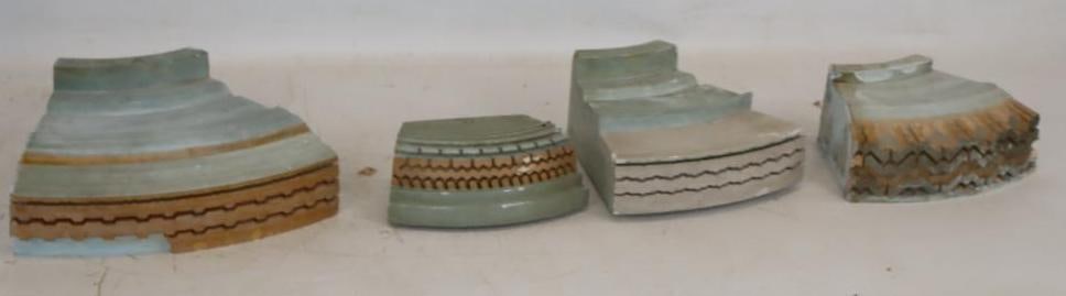 Group of 4 Tire Manufacturer Mold Sections: Largest is 13" x 3.5" x 9"
