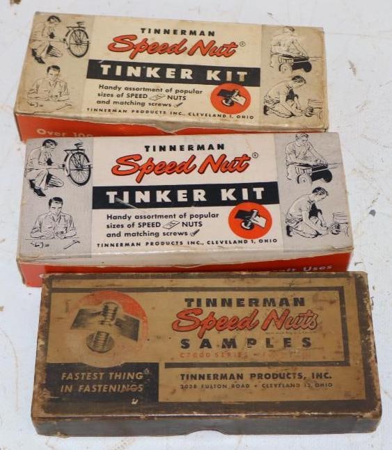 Group of 3 Tinnerman Speed Nut Tinker Kits and Samples: 6" x 2.5" x 1"