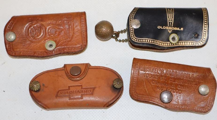 Group of 4 Oldsmobile, Buick, and Chevrolet Advertising Leather Key Cases (1 of 2)