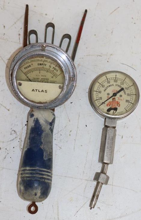 Group of 2 Atlas and Hastings Cell Tester, and Valve Core Gauge: Largest is 12.5" x 4" x 3.5"