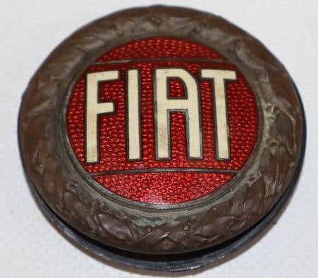 1930's Fiat Cloisonne Radiator Emblem Badge: 2.25" x 2.25"