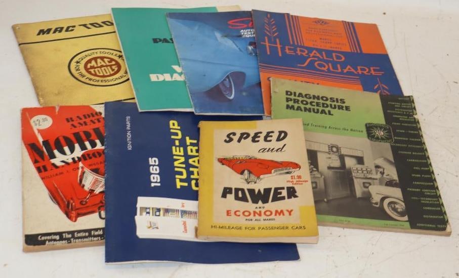 Group of 8 1940's-60's Auto Diagnostics Manuals, and Books: Largest is 8.5" x 11"