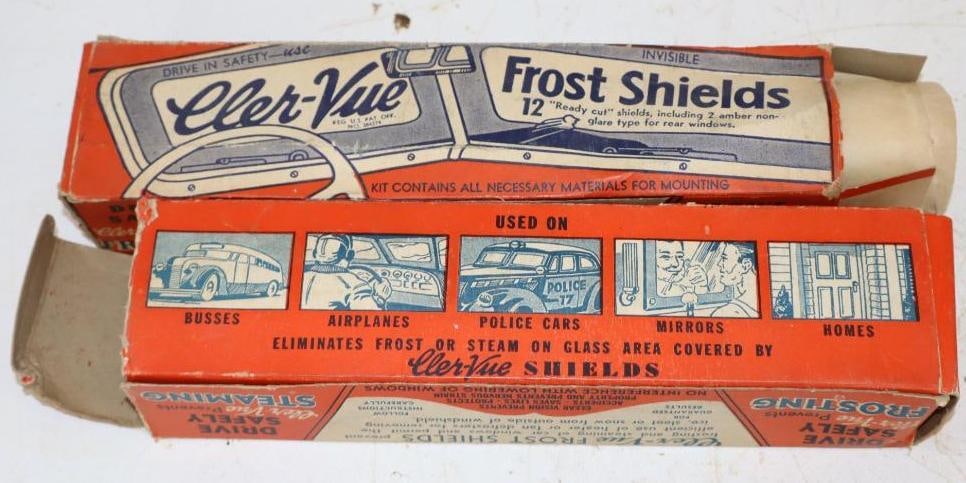 Group of 2 1920's Cler-Vue Frost Shields in Original Boxes: 10.5" x 3" x 2" each