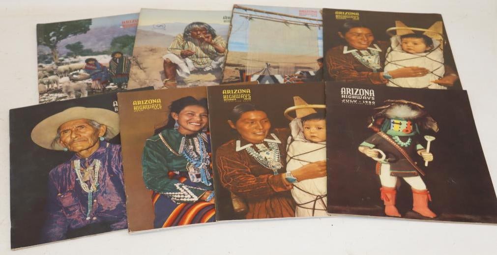 Group of 8 1940's-50's Arizona Highways Magazines: 9" x 12" each
