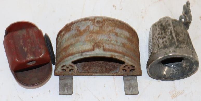 Group of 3 Early Automobile Ash Trays: Largest is 4" x 3" x 1.75"