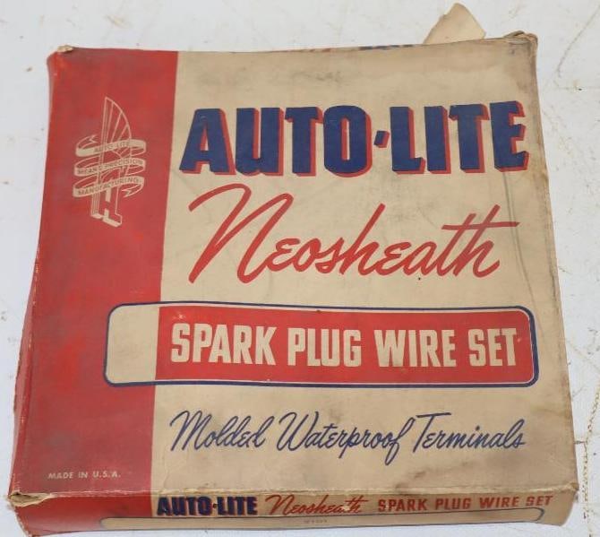 Six Cylinder Auto-Lite Neosheath Spark Plug Wire Set in Original Box: 8.5" x 8.5" x 1"