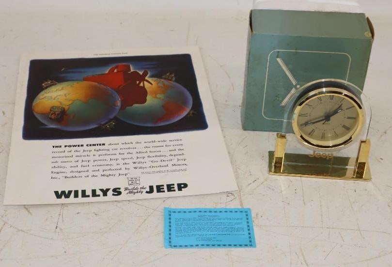 Group of 2 Willy's Jeep Military Advertisement, and Desk Clock (1 of 5)
