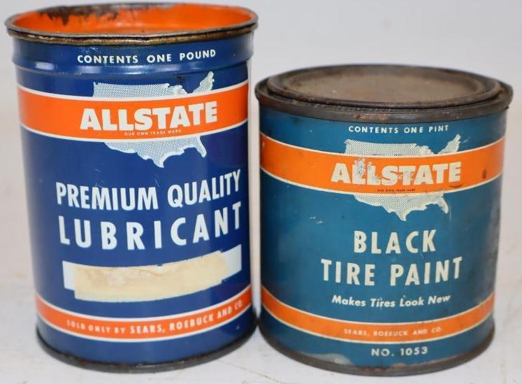 Group of 2 All State One Pound Grease, and Black Tire Paint Cans (1 of 2)