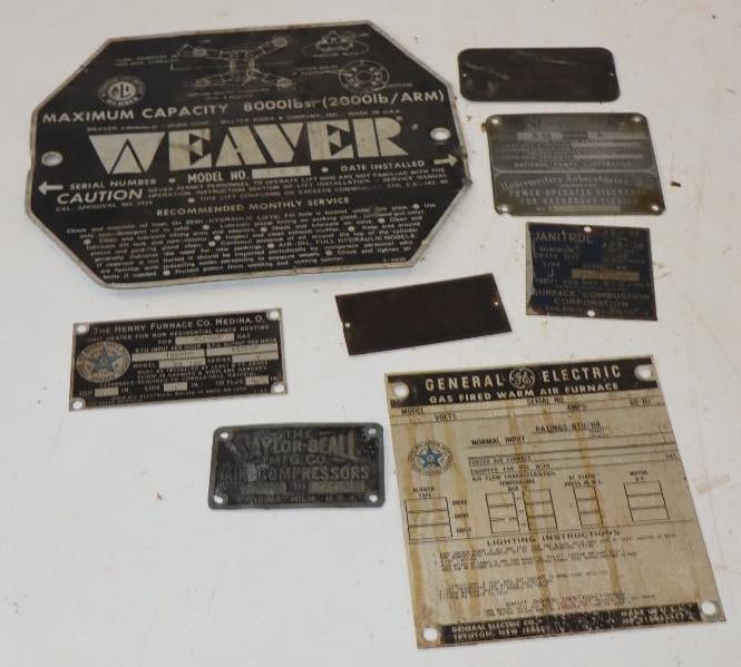 Group of 8 Furnace Air Compressor & Other Machine Serial Data Tags (1 of 5)