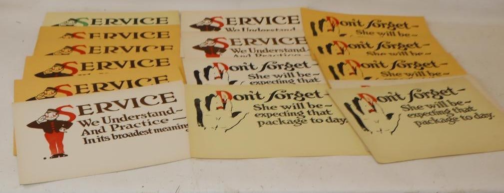 Group of 15 Service & 'Don?t Forget' Cardstock Advertising Signs: 14" x 10" each