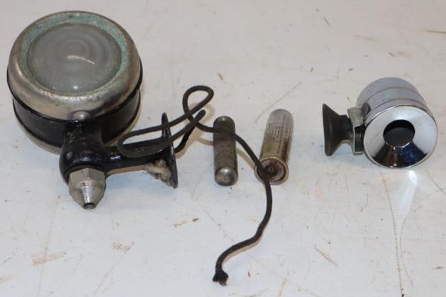 Group of 4 Early Automobile Accessory Light, Ash Tray, Valve Stem Cover & Tire Gauge (1 of 3)