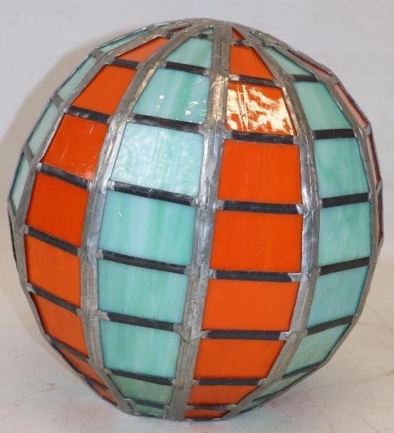 Tiffany Style Orange & Aqua Stained Glass Ceiling Light Fixture (1 of 5)