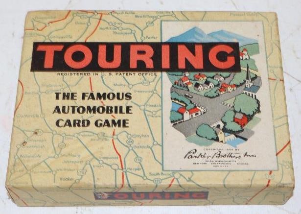 1955 Parker Brother's Touring Automobile Card Game: 5.5" x 4" x 1" appears to be complete