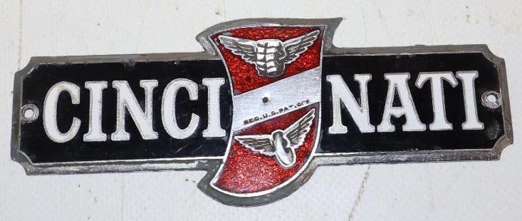 Cincinnati Tire Dealer Cloisonne Advertising Emblem: 5" x 2"