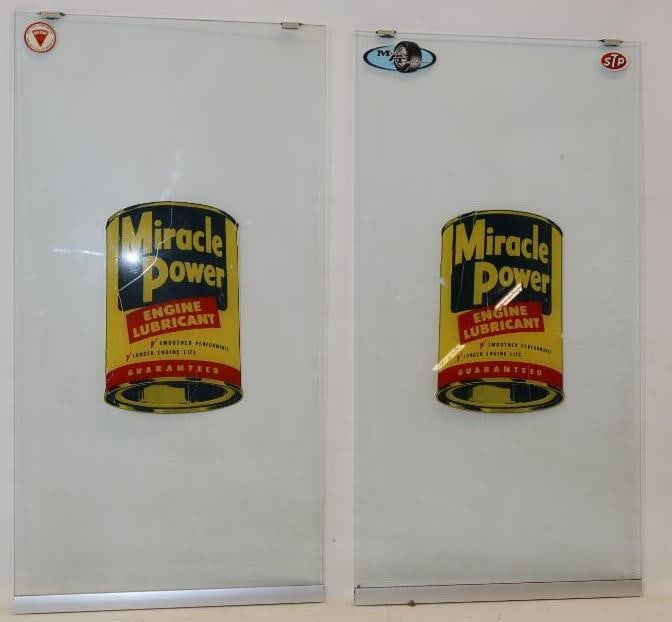 Group of 2 Miracle Power Engine Lubricant Glass Advertising Cabinet Doors (1 of 7)