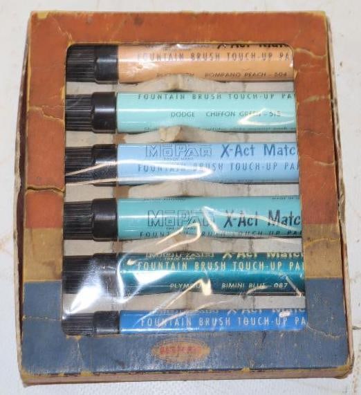 Group of 6 Mopar Touchup Paint Pens in Original Box: 5.5" x 4.75" x 1"
