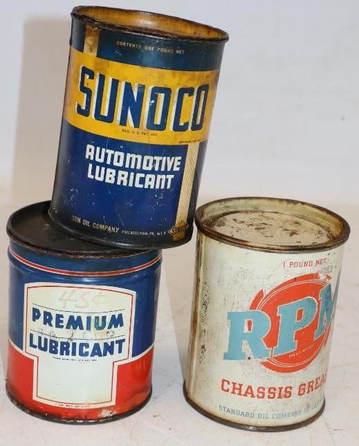 Group of 3 Sunoco, RPM & Premium 1 Pound Grease Cans (1 of 2)